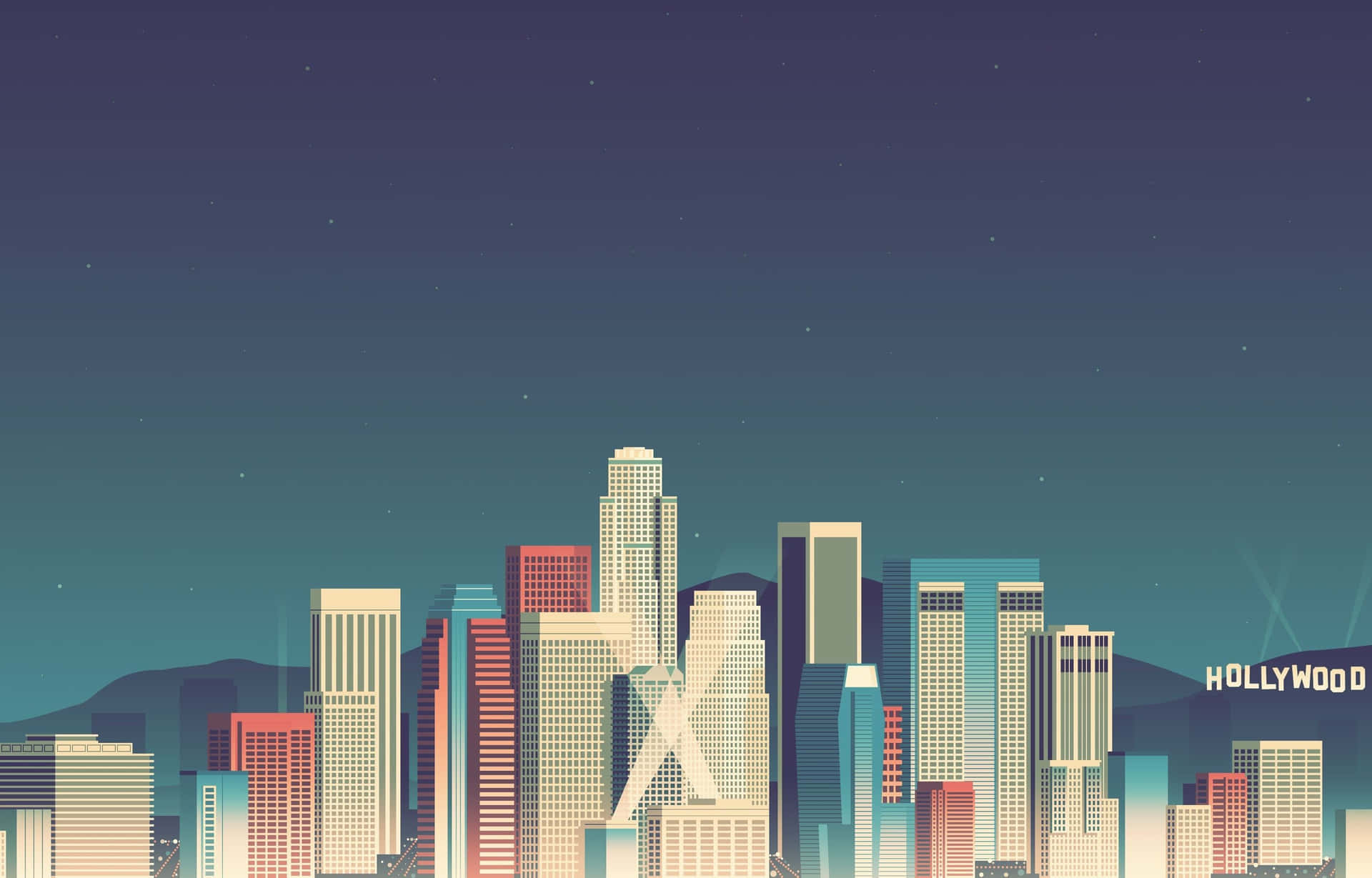 Ciudadcon Rascacielos En Arte Pixelado. Fondo de pantalla