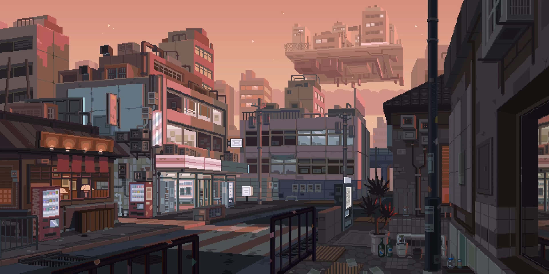 Ciudadsuburbana En Pixel Art Fondo de pantalla
