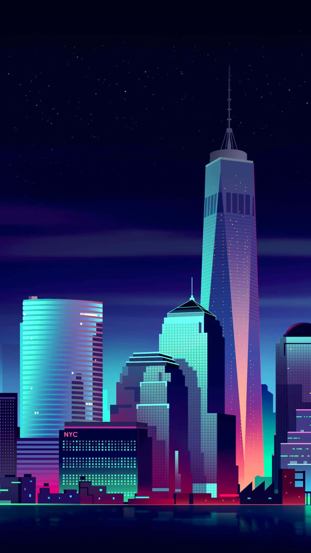 City in Pixel Art Wallpaper