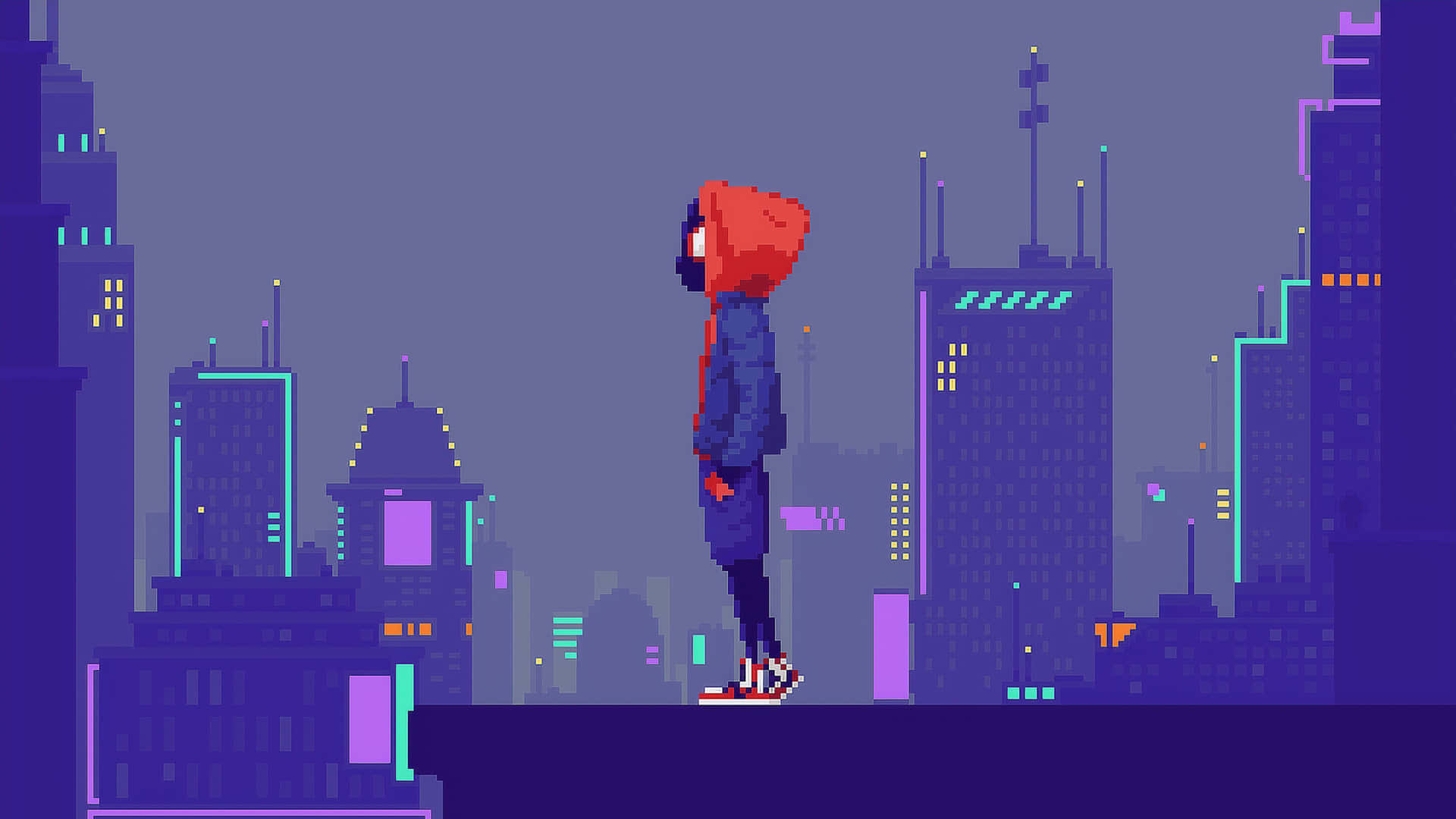 Woman City Pixel Art Wallpaper