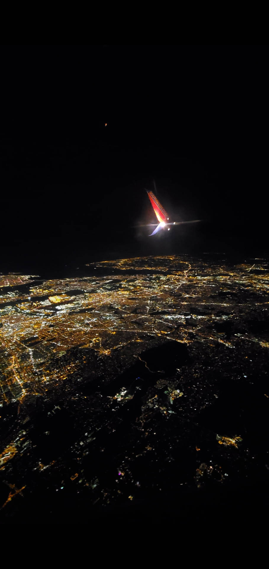 view from airplane window night