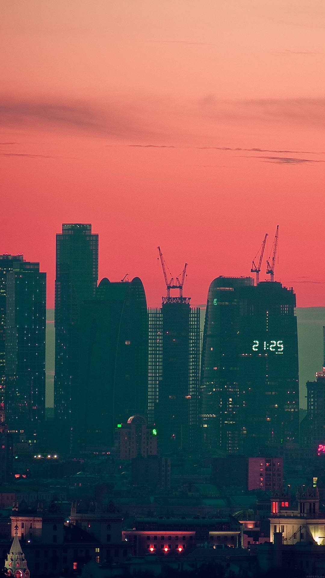 City Silhouette At Sunset Smartphone Background Wallpaper