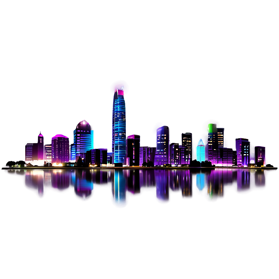 Download City Skyline At Night Photo Png 05212024 | Wallpapers.com