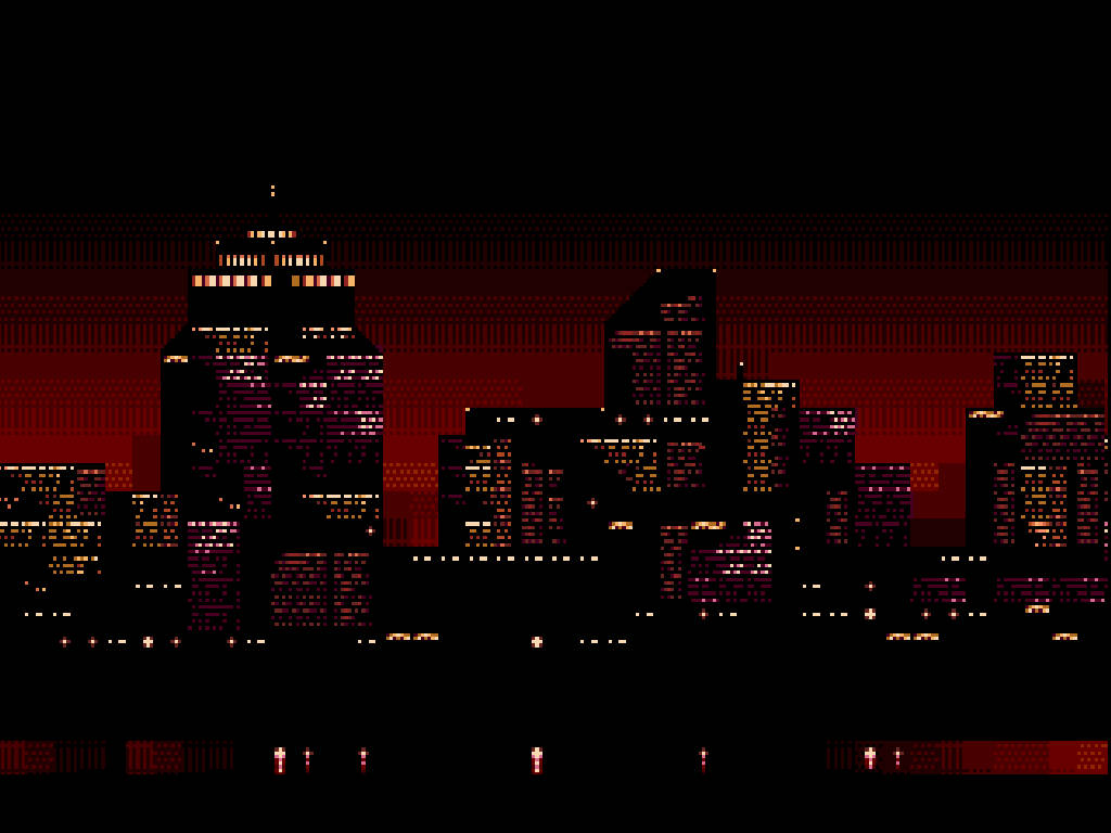 City Skyline At Night Pixel Art
