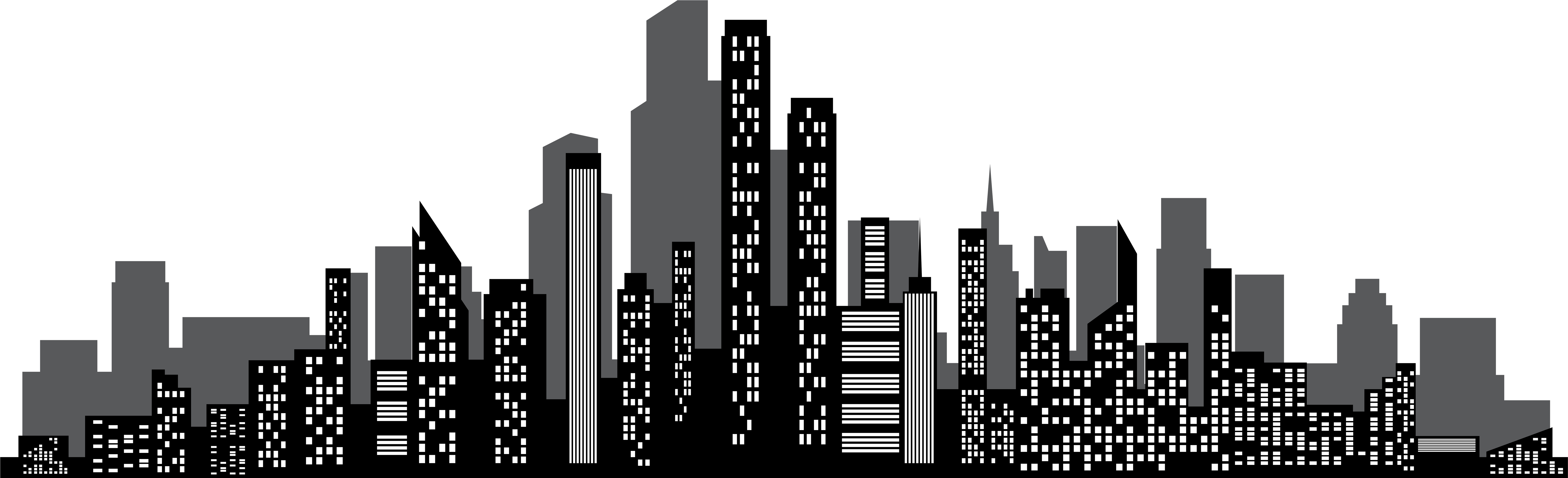 City Skyline Silhouette Clipart PNG