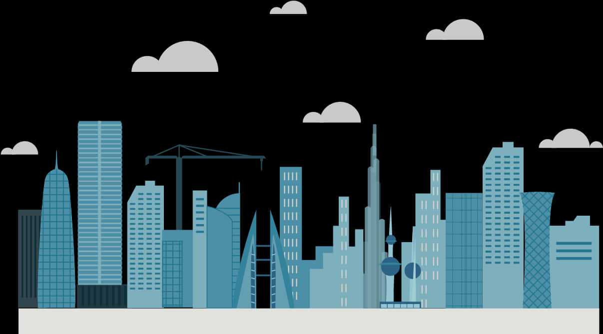 City Skyline Vector Illustration PNG