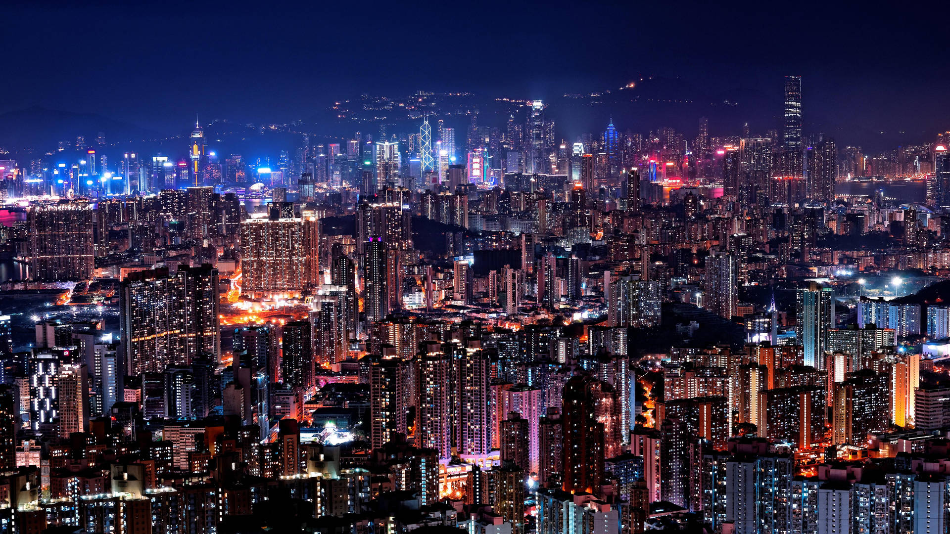 City Skyscrapers At Night iMac 4K Wallpaper