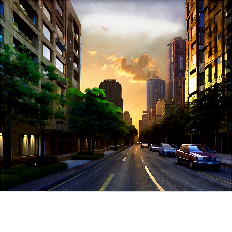 City Street At Dawn Png 64 PNG