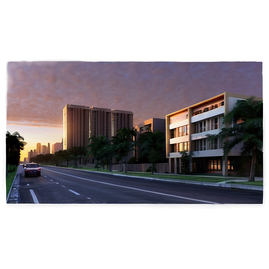 City Street At Dawn Png Rcg PNG