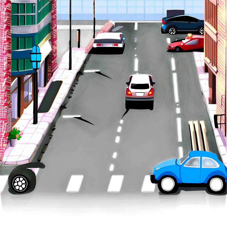 City Street With Cars Png Mas28 PNG