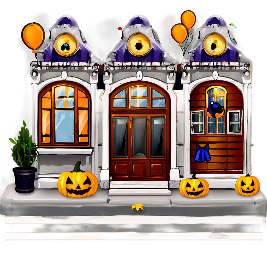 City Street With Halloween Decor Png 06252024 PNG