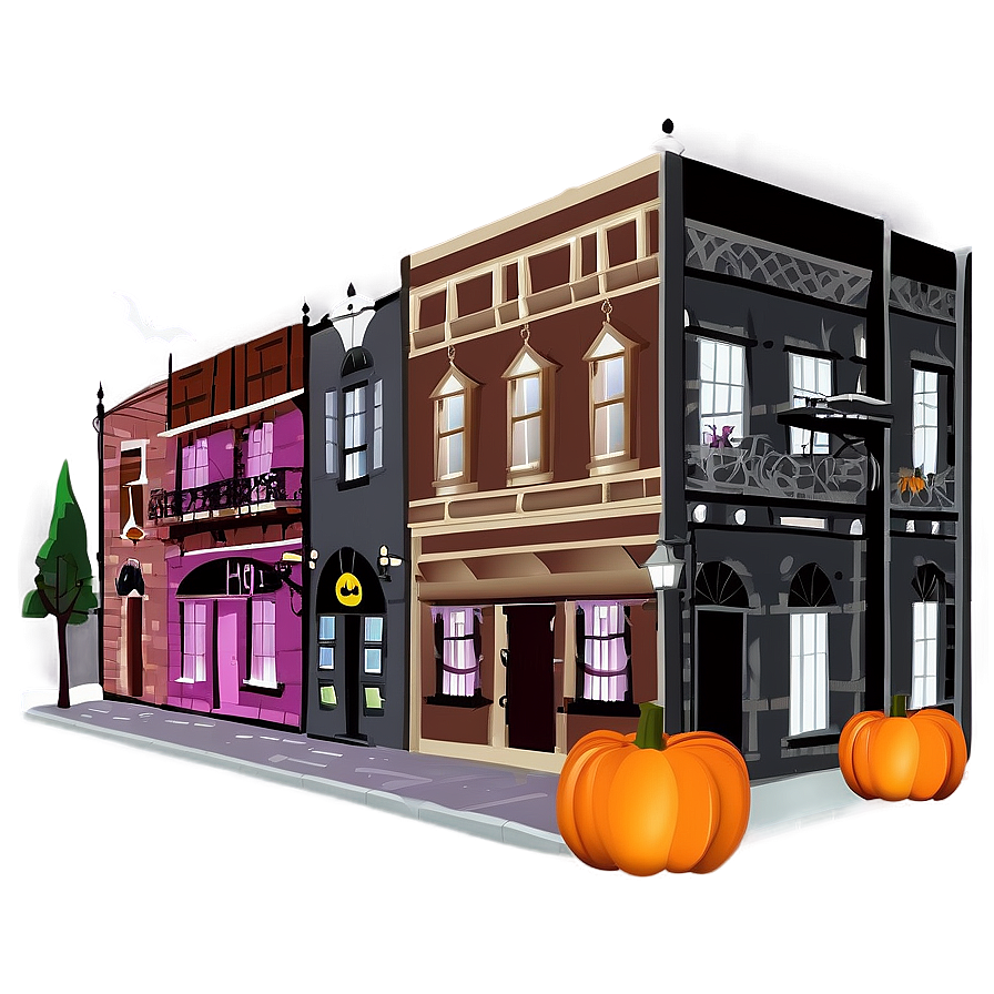 City Street With Halloween Decor Png Gof71 PNG