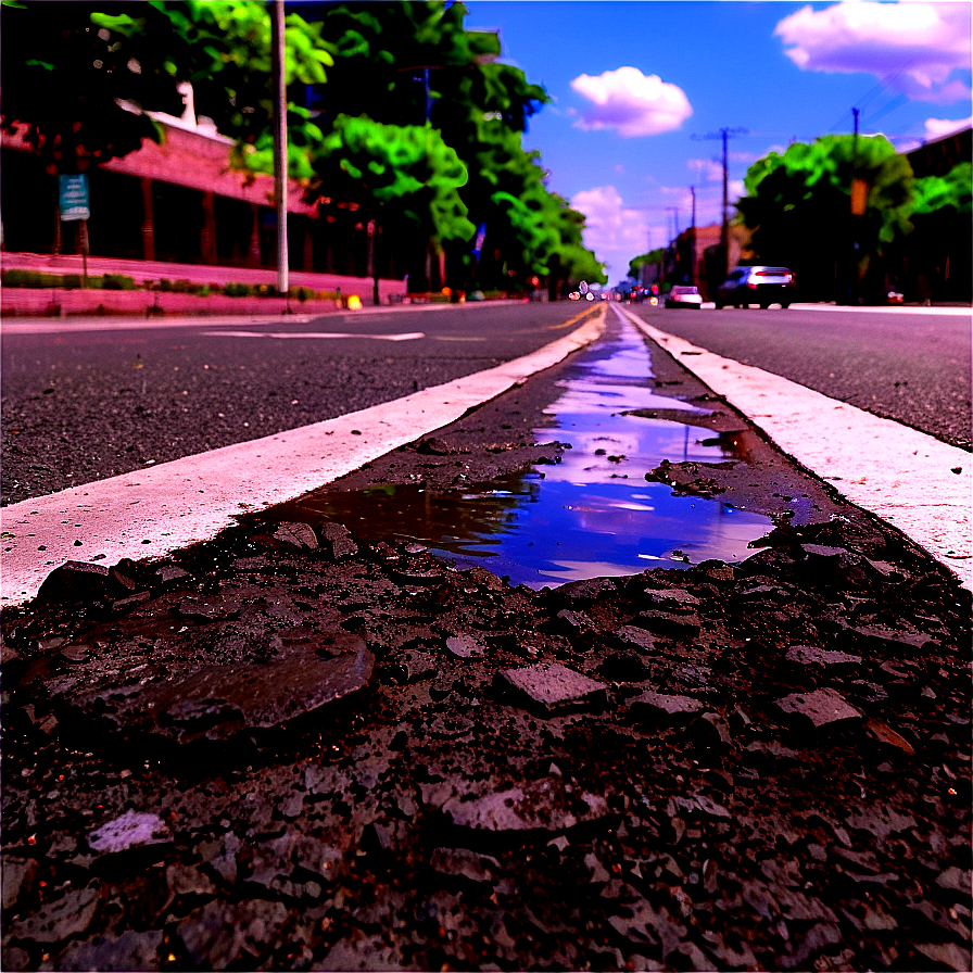 City Street With Potholes Png Uyg PNG