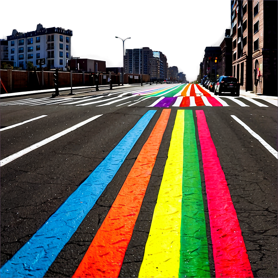 City Street With Rainbow Crosswalk Png 06252024 PNG