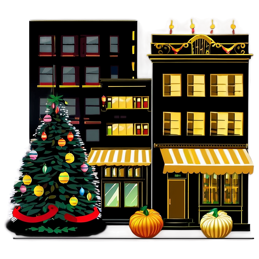 City Street With Seasonal Decorations Png Opp88 PNG