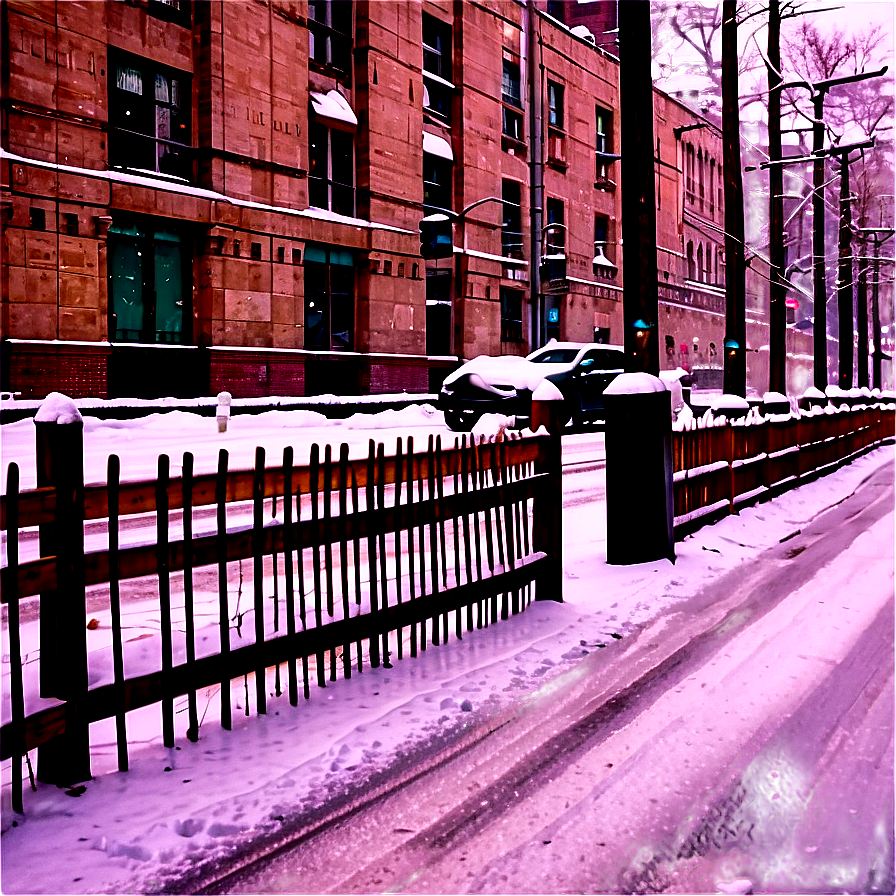 City Street With Snowfall Png Anb54 PNG