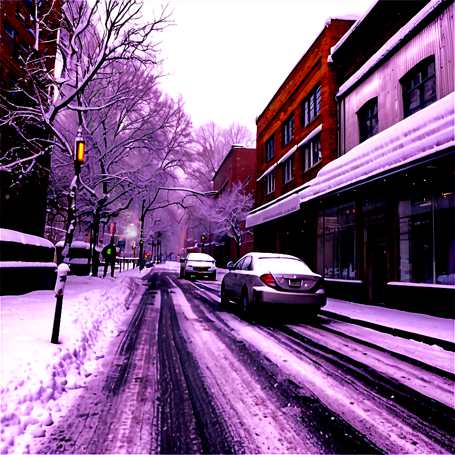 City Street With Snowfall Png Cdy PNG