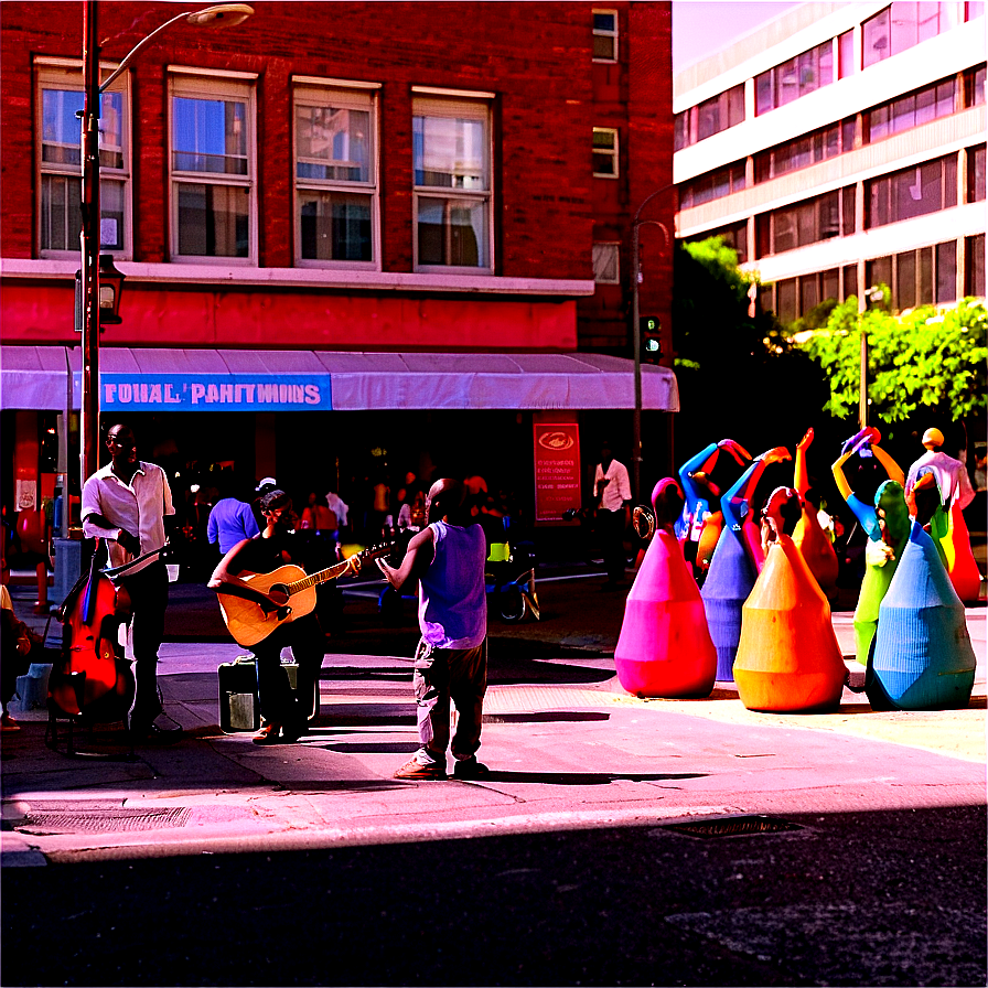 City Street With Street Performers Png Sqy91 PNG