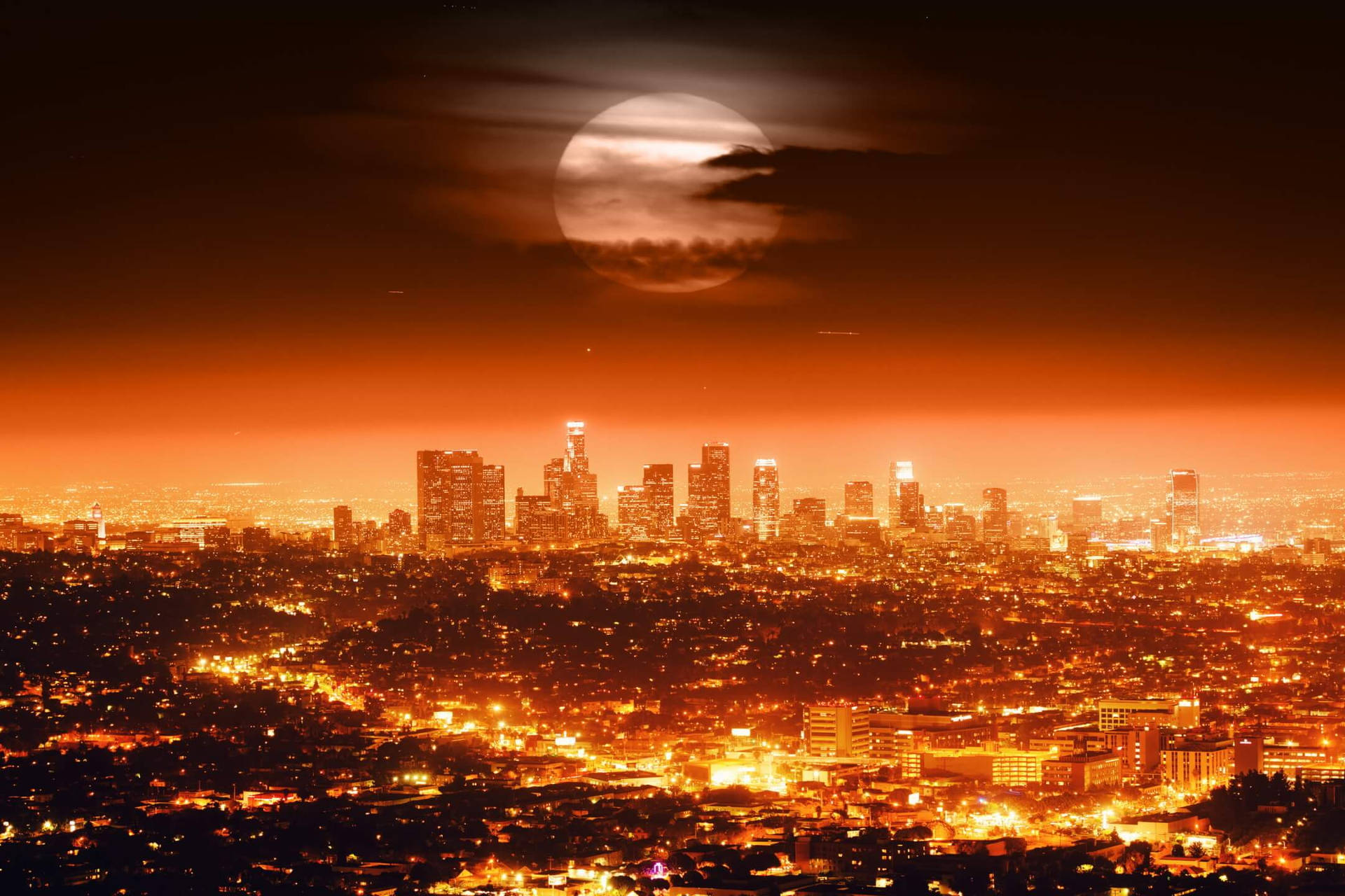 Cityscape And Moon Image wallpaper