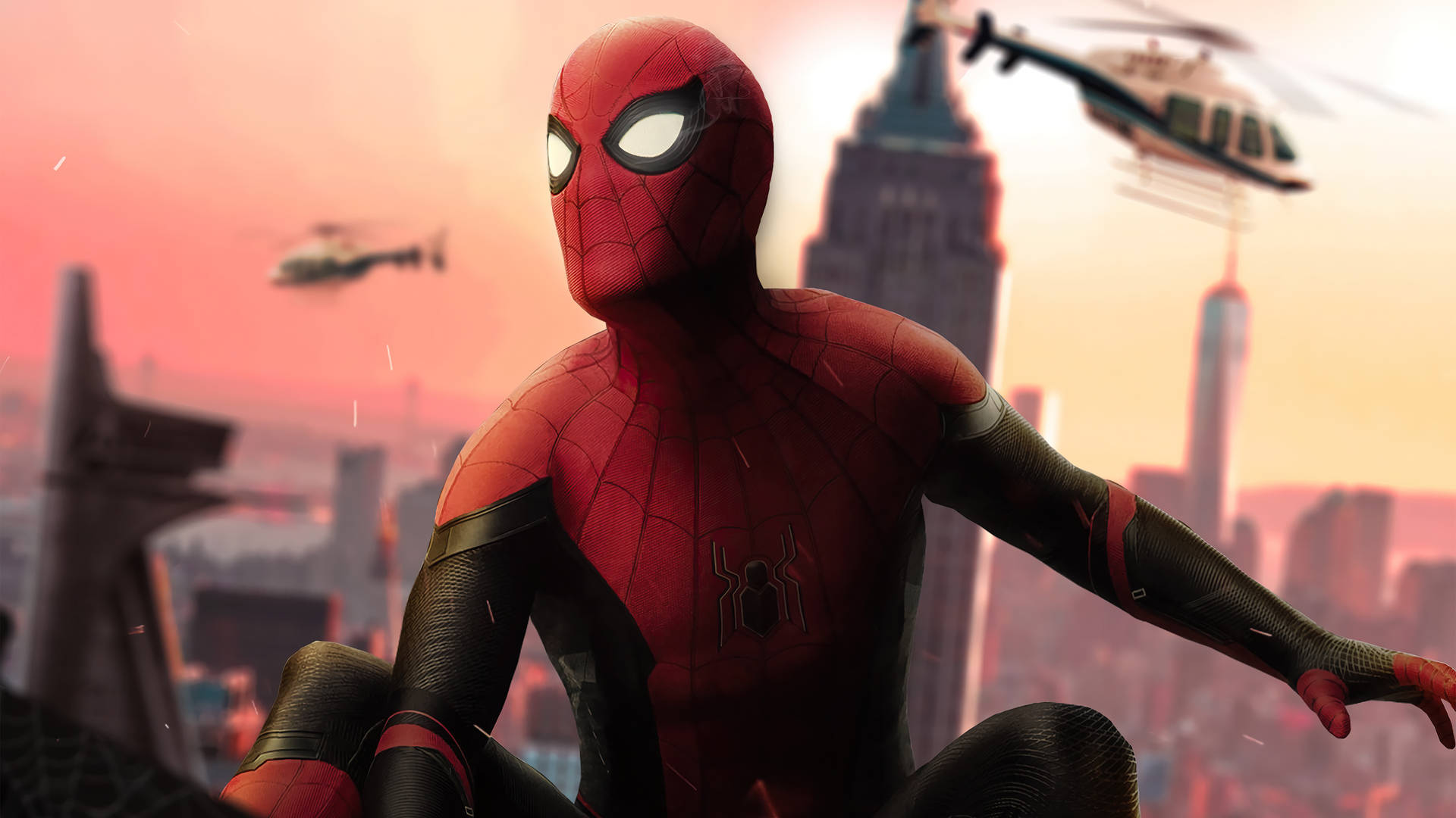 Bybillede Spiderman Intet Hjem 4K Wallpaper