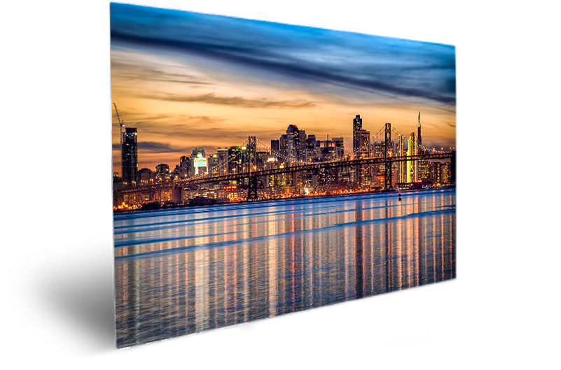 Cityscape Sunset Reflection Canvas Art PNG