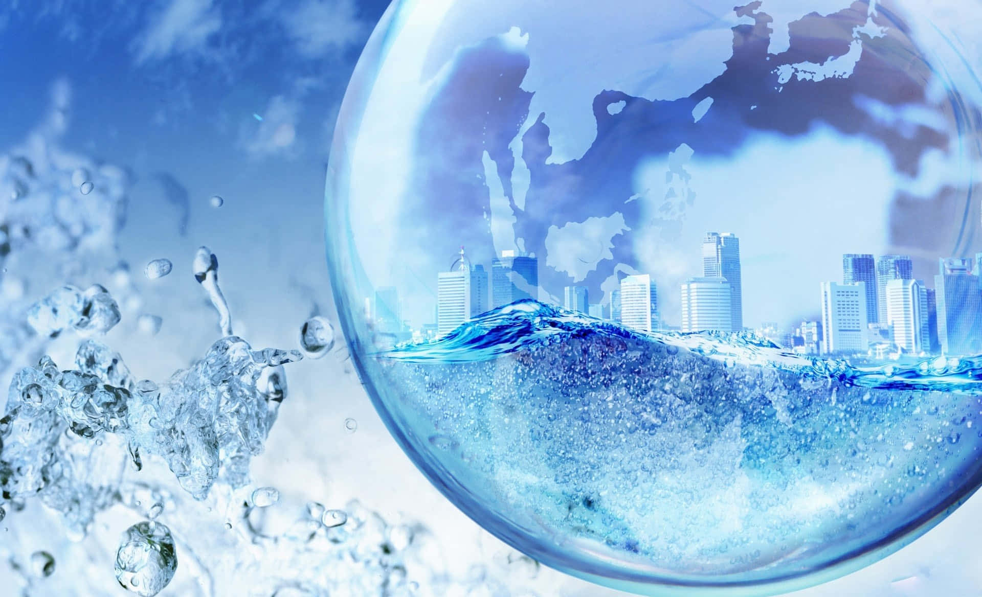 Cityscapein Water Droplet Wallpaper