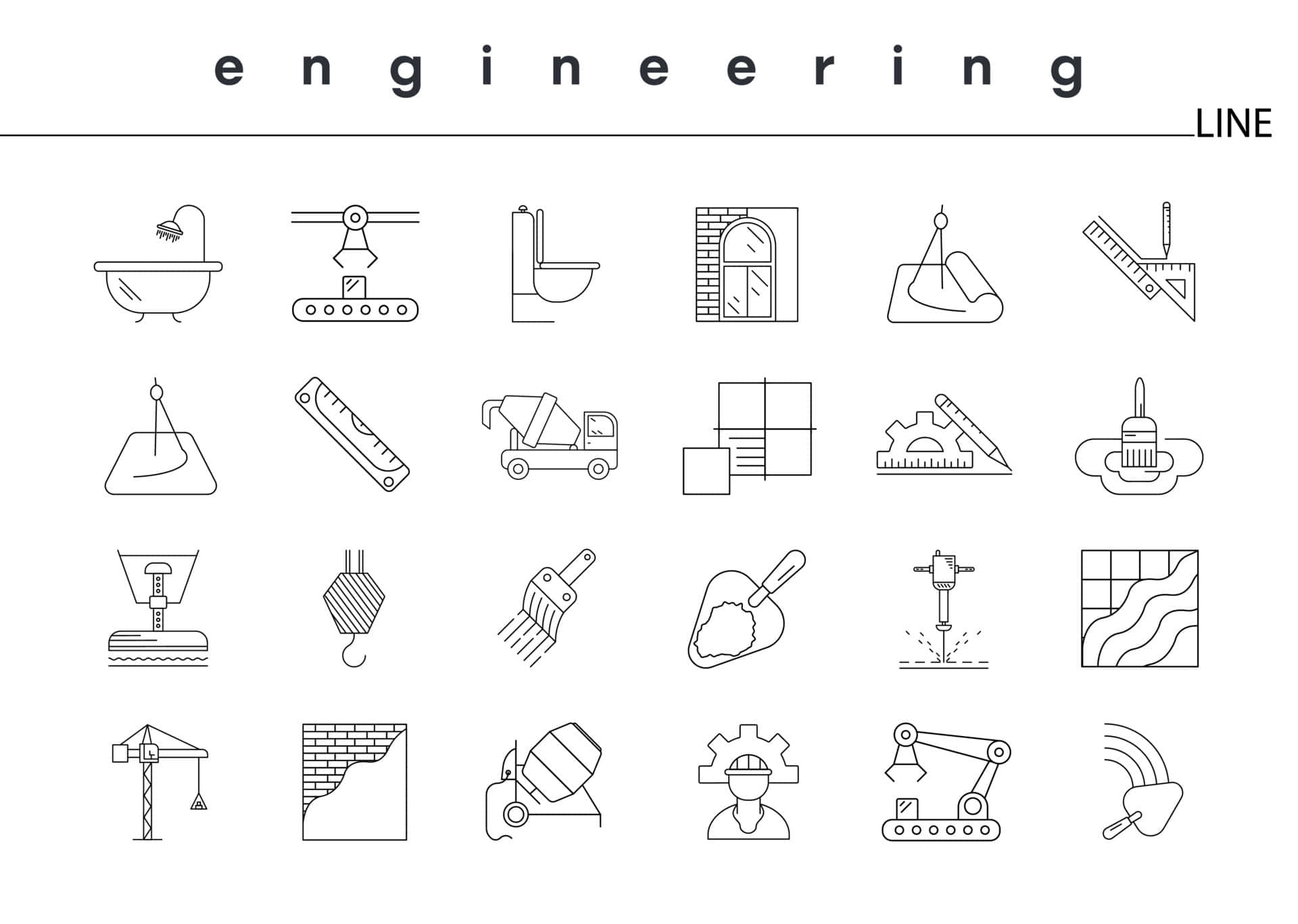 Ingenieurliniensymbole-set