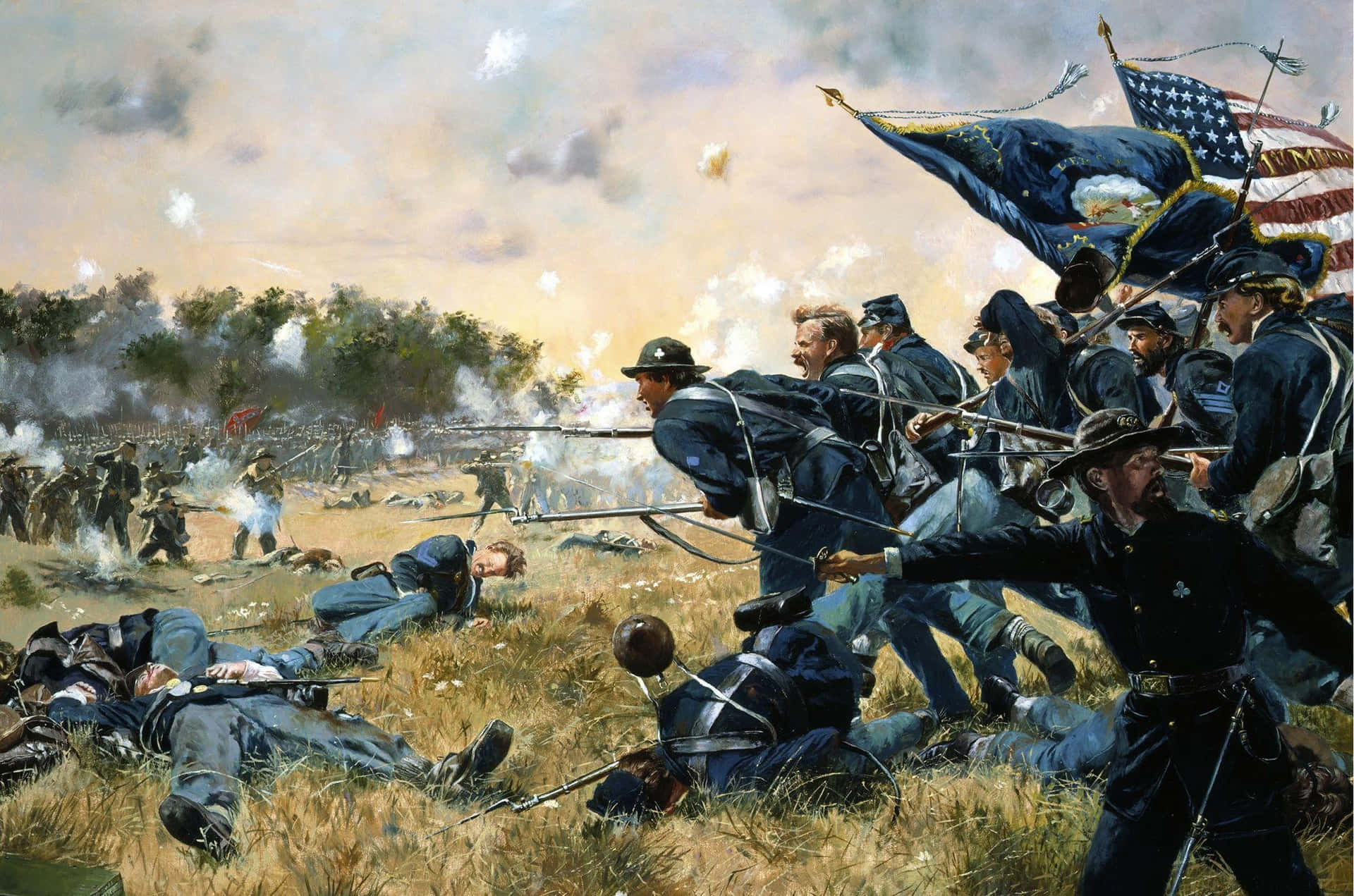 Civil War Battle Charge Painting Wallpaper