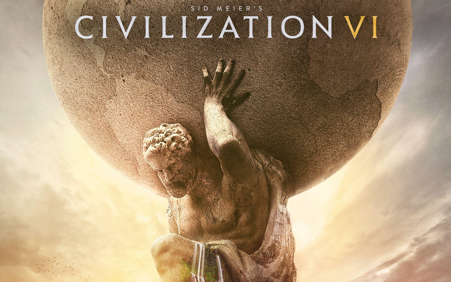 Powerful Zeus Striding Across Earth in Civilization 5 Wallpaper