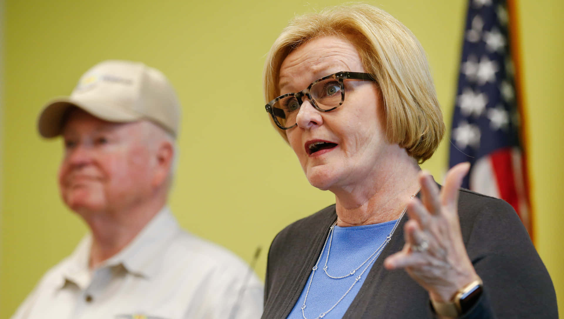 Claire Mccaskill During Press Conference Wallpaper