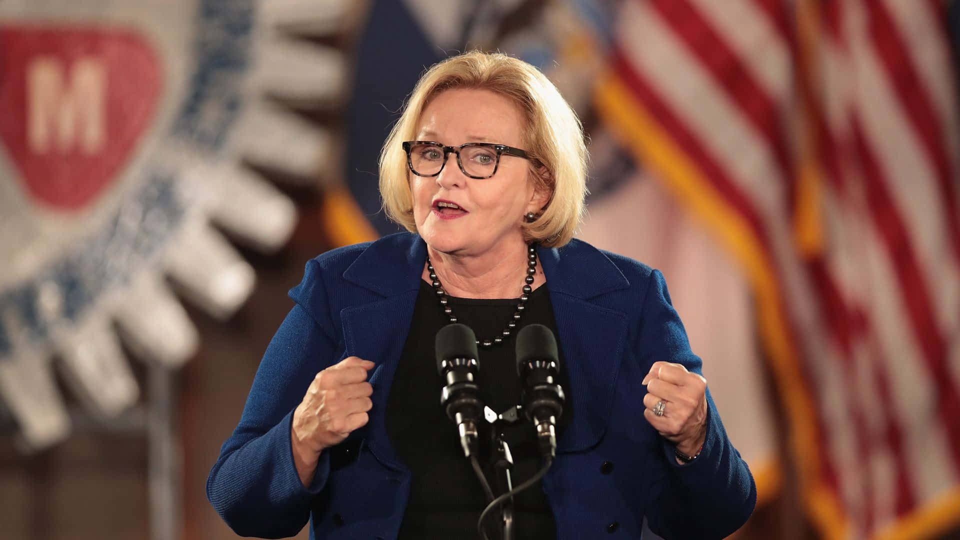 Claire Mccaskill With Clenched Fists Wallpaper