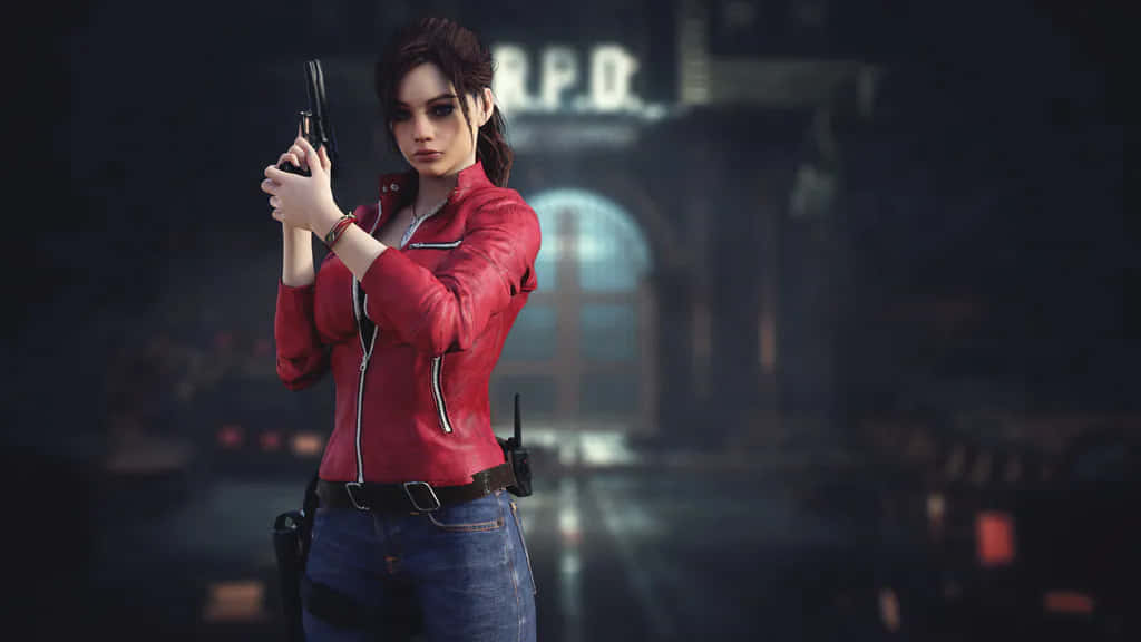 Claire Wearing Jacket In Resident Evil Wallpaper