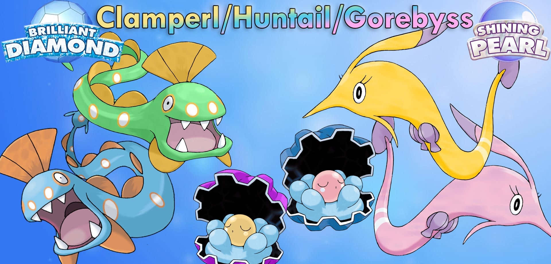 Clamperl, Huntail, And Gorebyss Wallpaper