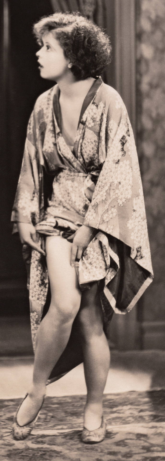 "Silent Film Star Clara Bow in Kimono Robe" Wallpaper