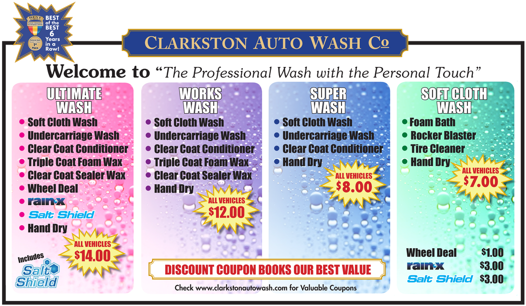Clarkston Auto Wash Service Options PNG