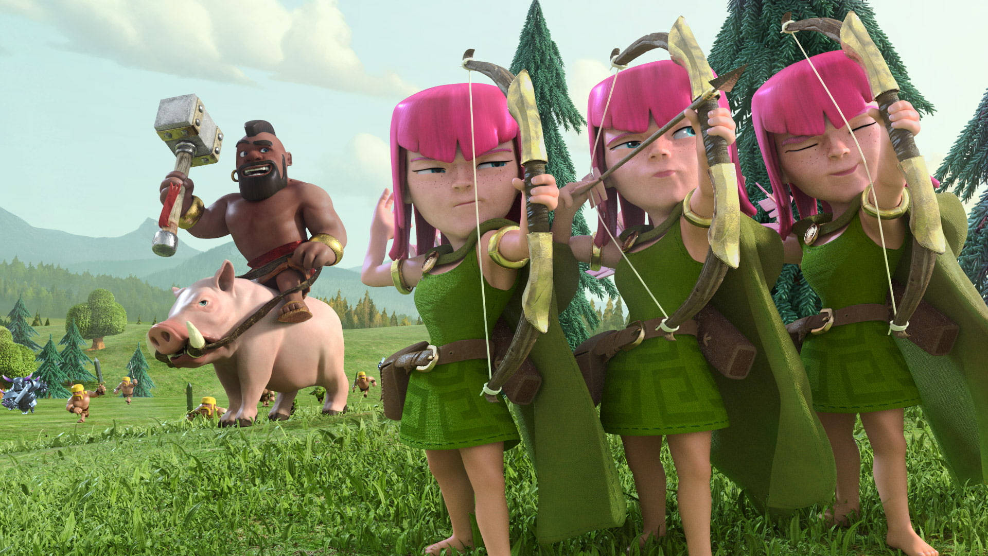Clash Of Clans Archers And Hog Rider Background