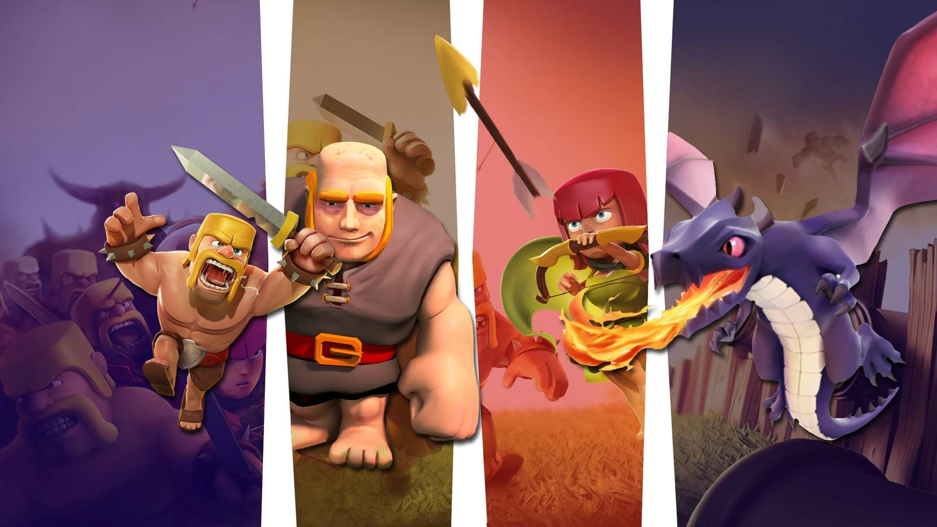 Clash Of Clans Four Characters Background