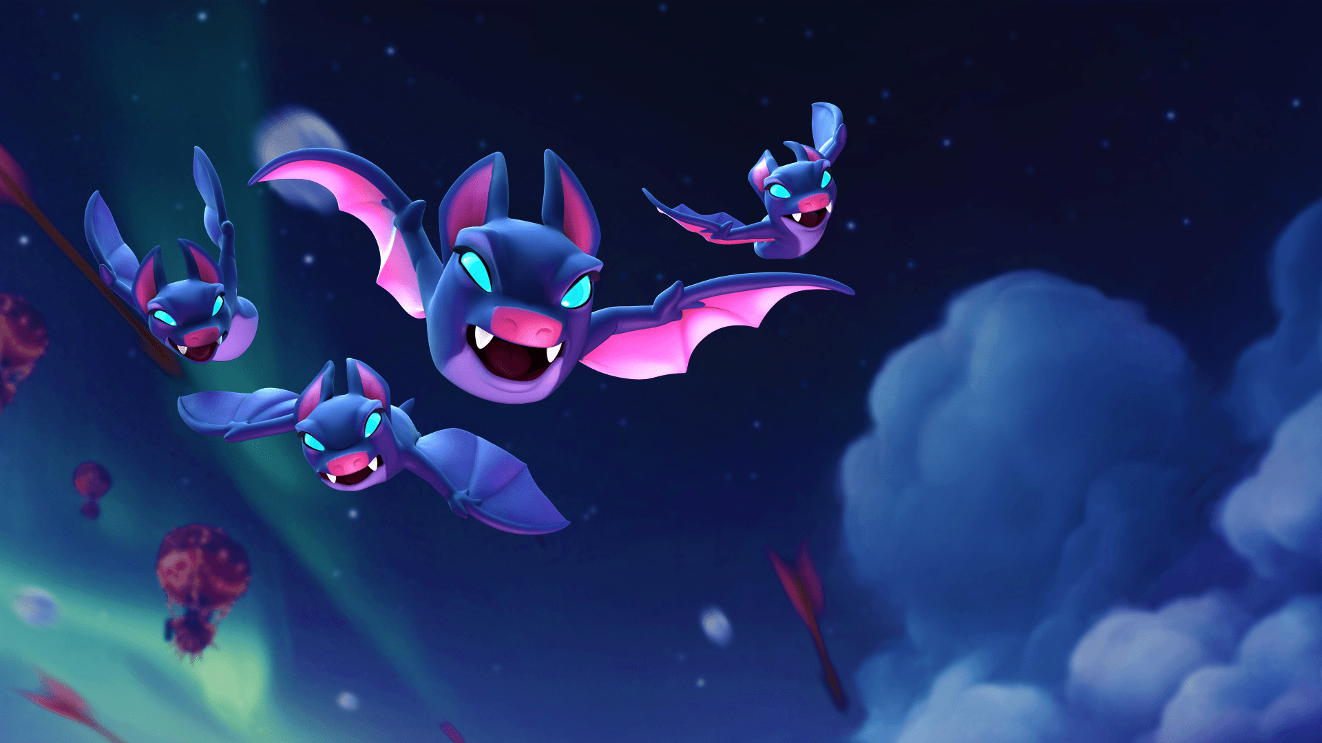 Umgrupo De Morcegos Voando No Céu