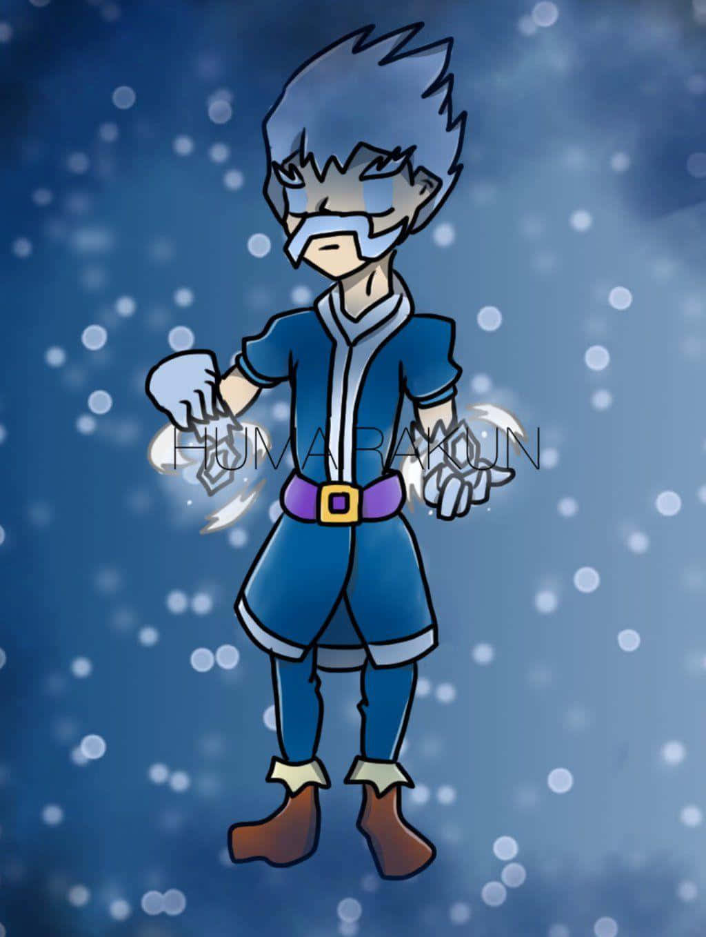 Unpersonaje De Dibujos Animados Con Cabello Azul Y Ropa Azul