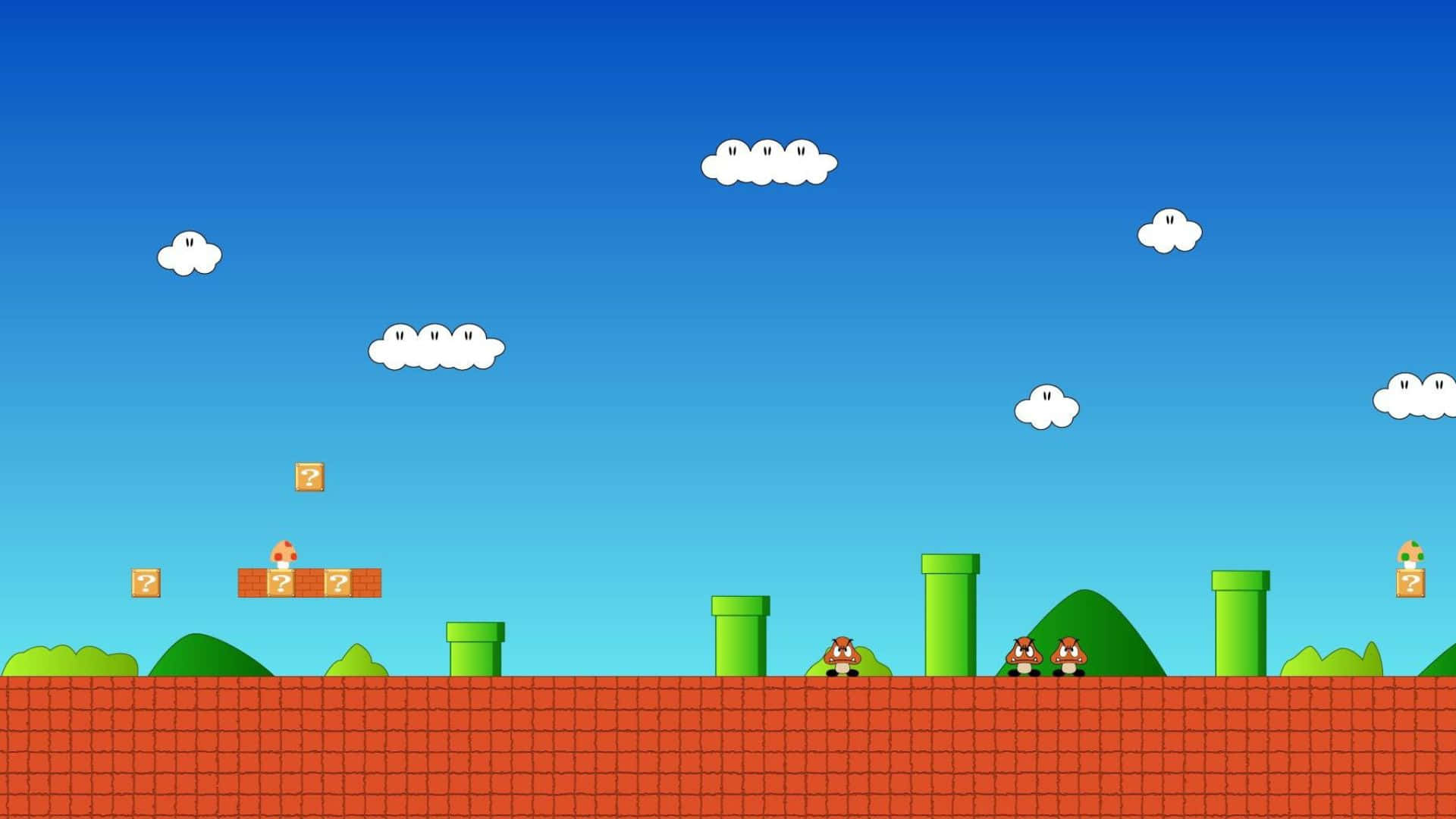 Classic 8-bit Mario Leaping In Action Wallpaper