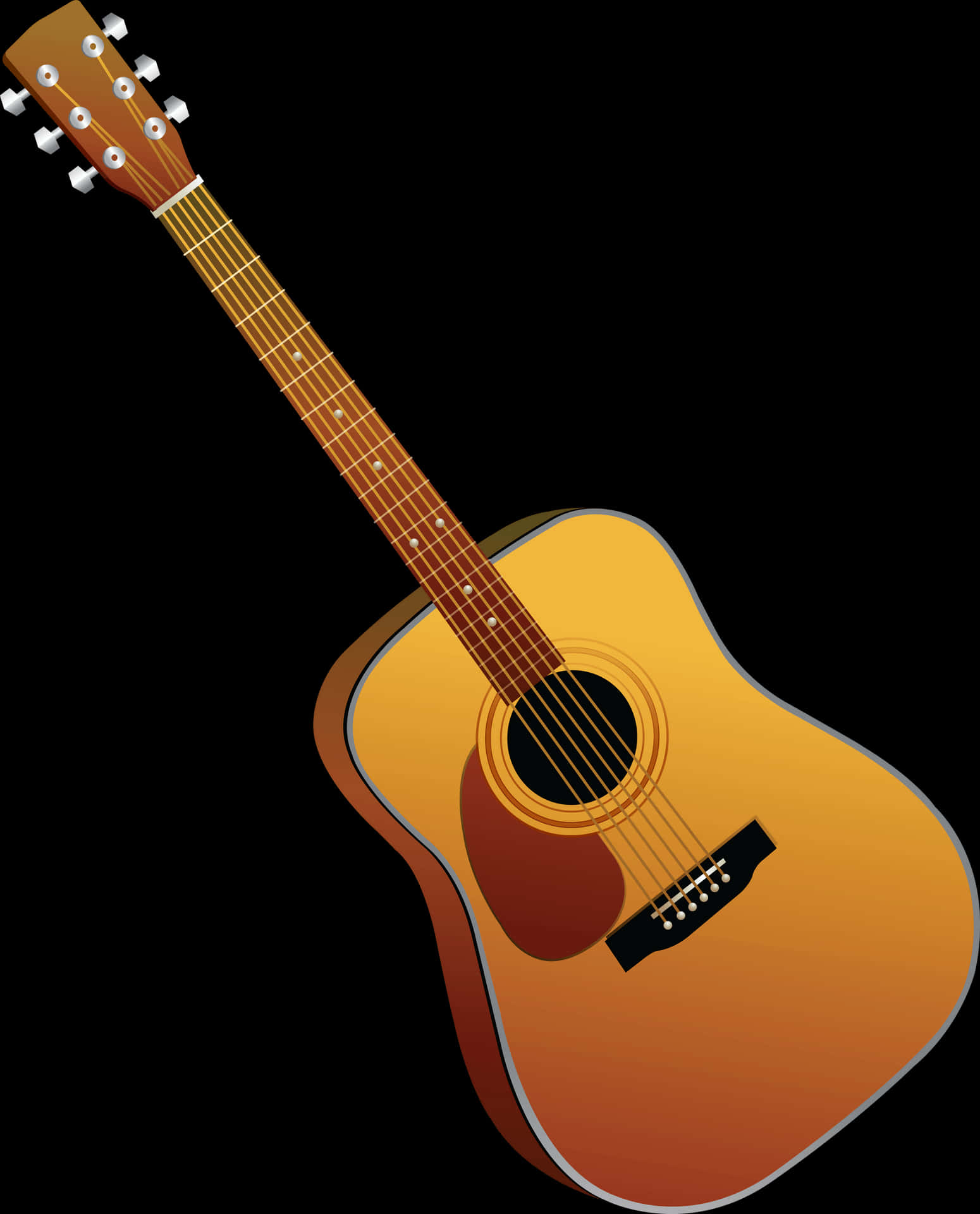 Classic Acoustic Guitar Illustration PNG