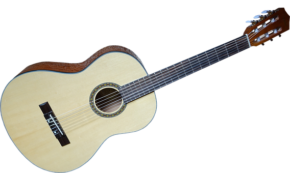 Classic Acoustic Guitar Isolatedon Black PNG