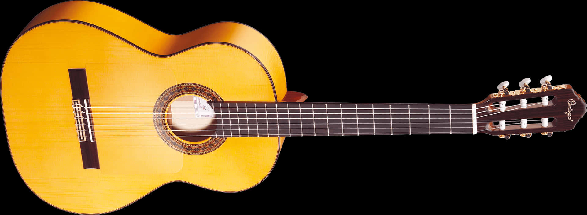 Classic Acoustic Guitar Isolatedon Black PNG