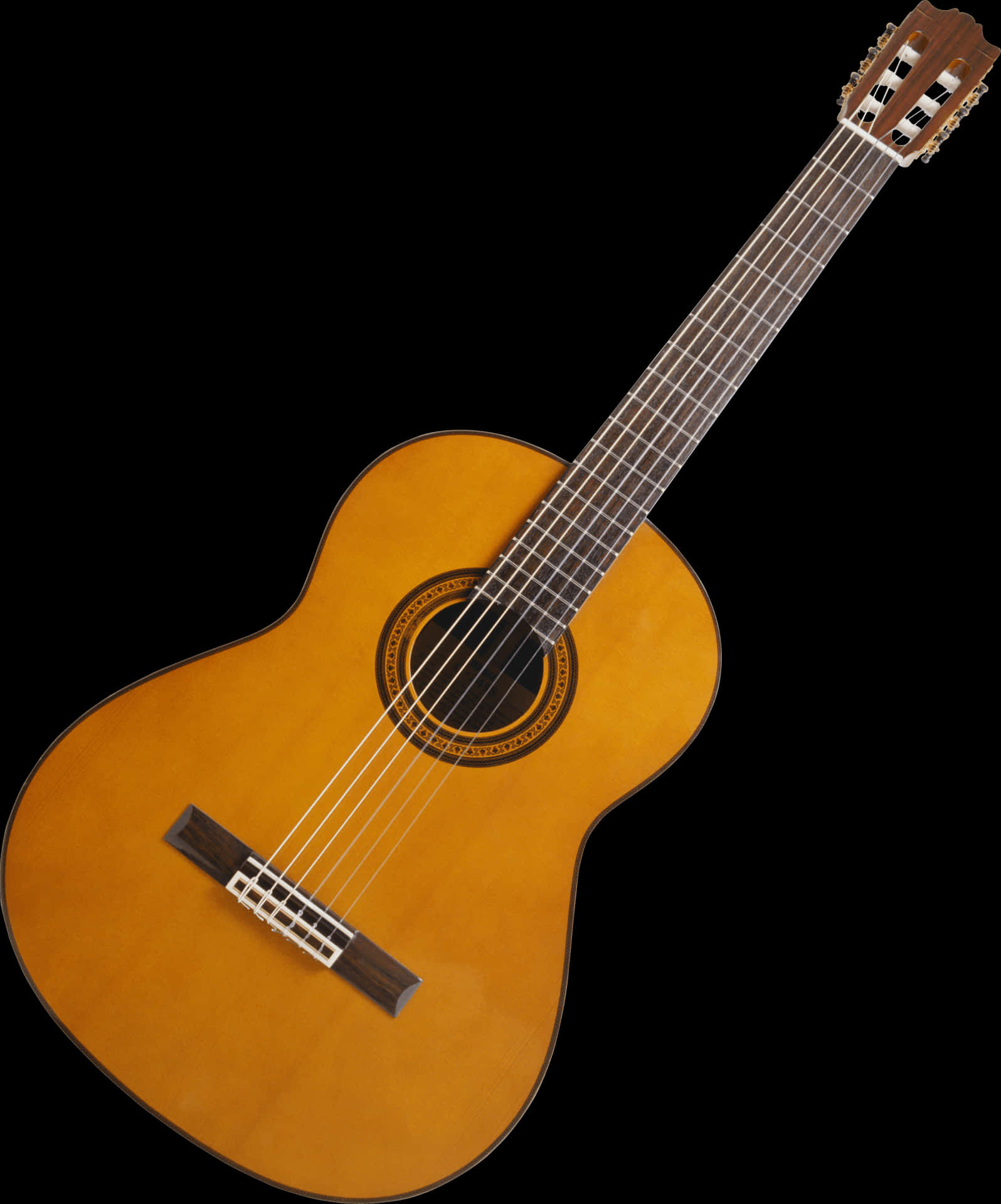 Classic Acoustic Guitar Isolatedon Black PNG