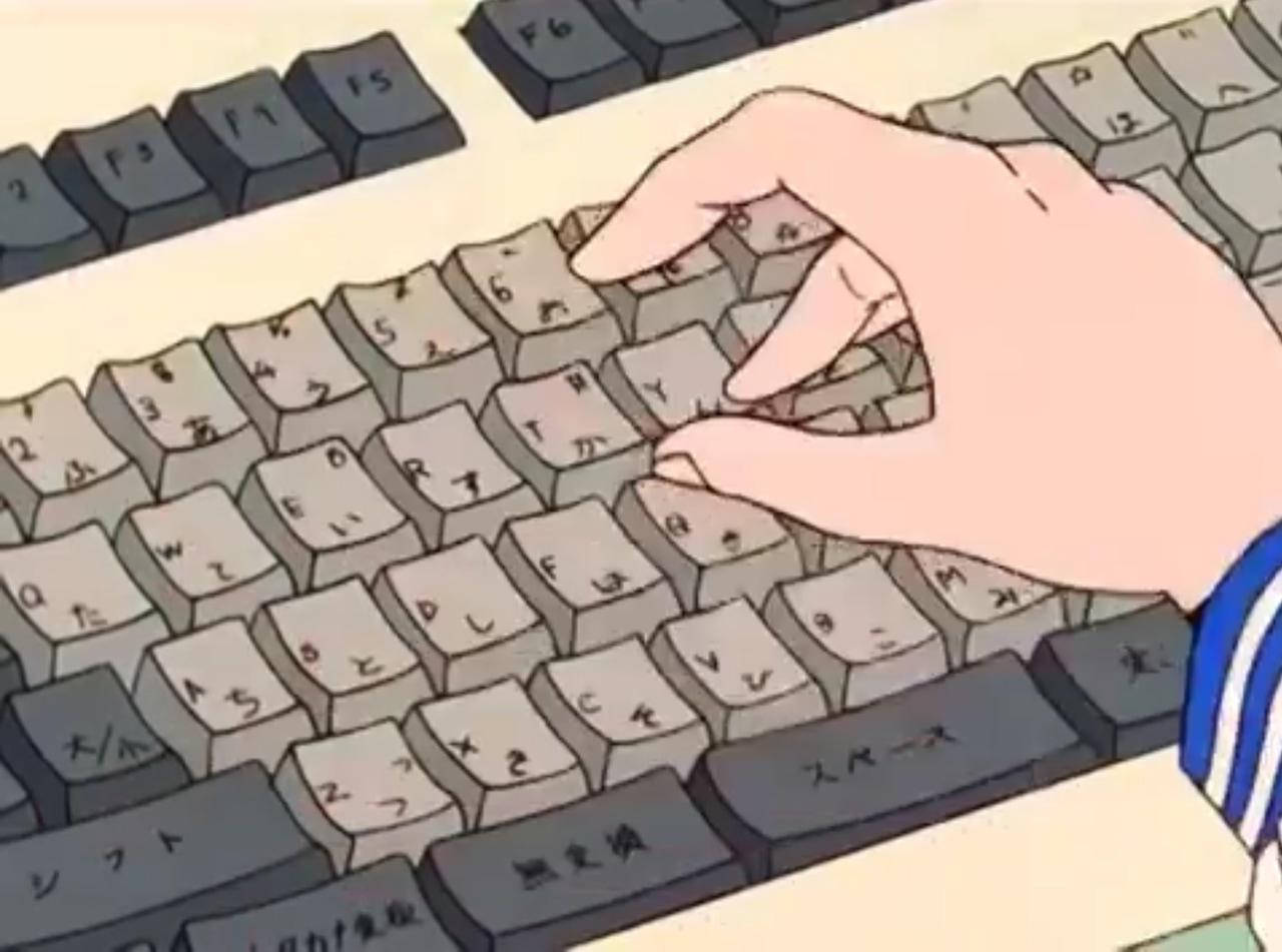 Classic Anime Keyboard Aesthetic Wallpaper