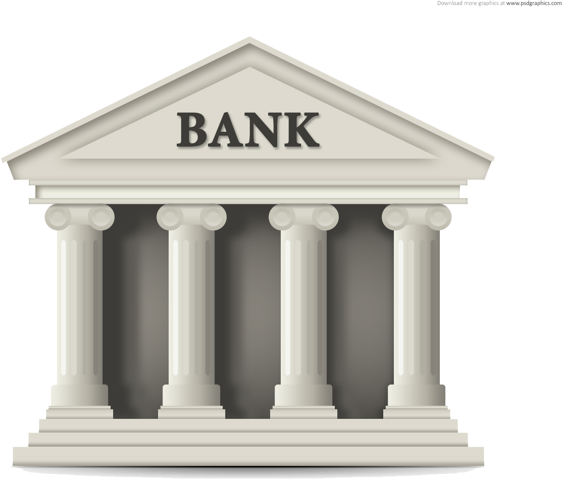 Classic Bank Building Illustration PNG