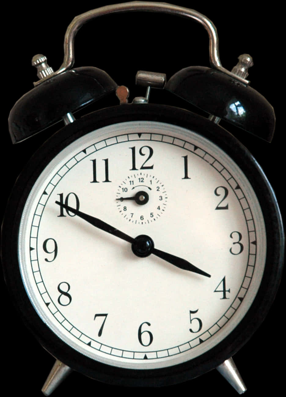 Classic Black Alarm Clock PNG