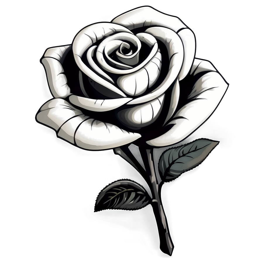 Classic Black And White Rose Illustration Png Nec PNG