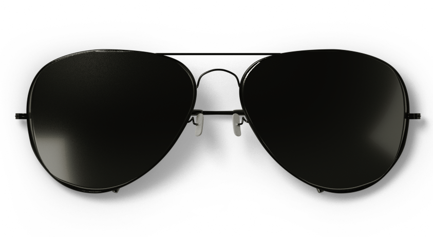 Classic Black Aviator Sunglasses PNG