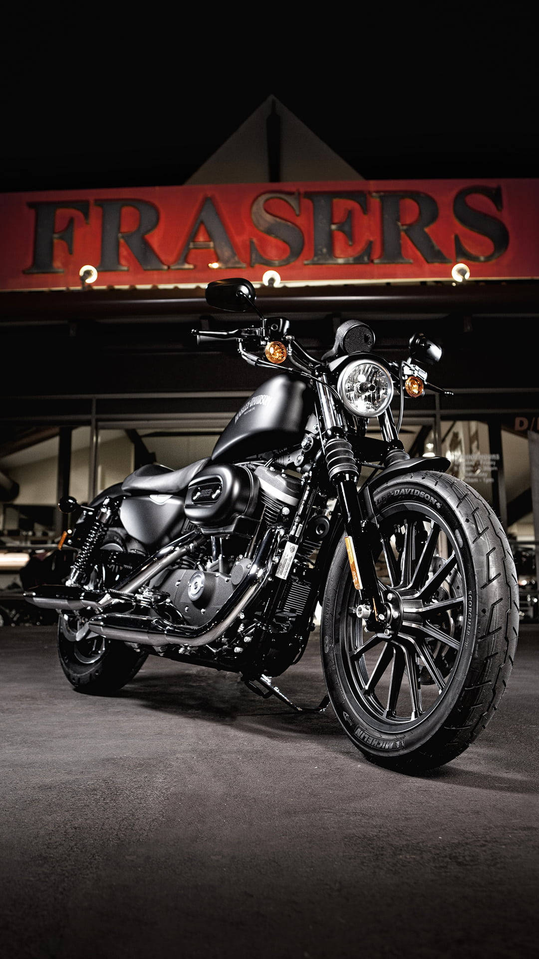 Classic Black Harley Davidson Motorcycle Mobile Wallpaper